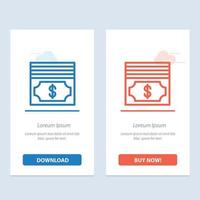 Cash Dollar Money  Blue and Red Download and Buy Now web Widget Card Template vector