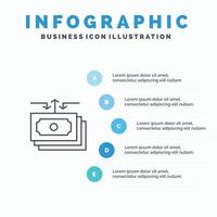 Dollar Flow Money Cash Report Line icon with 5 steps presentation infographics Background vector