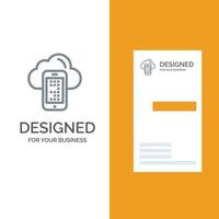 Cloud Computing Mobile Cell Grey Logo Design and Business Card Template vector