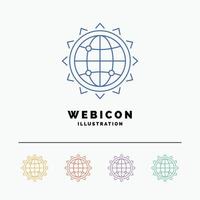 World. globe. SEO. business. optimization 5 Color Line Web Icon Template isolated on white. Vector illustration