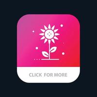 Sunflower Floral Nature Spring Mobile App Button Android and IOS Glyph Version vector