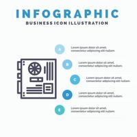 Computer Main Mainboard Mother Motherboard Line icon with 5 steps presentation infographics Backgrou vector