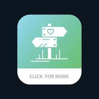 Direction Love Heart Wedding Mobile App Button Android and IOS Glyph Version vector