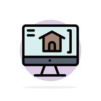 Computer Home House Abstract Circle Background Flat color Icon vector