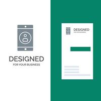 Application Mobile Mobile Application Profile Grey Logo Design and Business Card Template vector