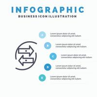 cambiar gráfico intercambio de datos dinero papel plantilla de infografía azul plantilla de icono de línea de vector de 5 pasos