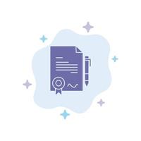 Agreement Certificate Done Deal Blue Icon on Abstract Cloud Background vector