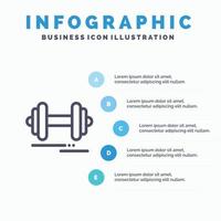 Dumbbell Fitness Sport Motivation Line icon with 5 steps presentation infographics Background vector