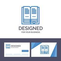 tarjeta de visita creativa y plantilla de logotipo libro educación ilustración vectorial abierta vector
