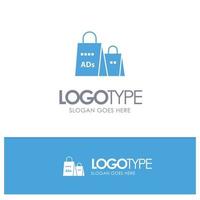 Advertising Bag Purse Shopping Ad Shopping Blue Solid Logo with place for tagline vector