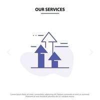 Our Services Arrows Break Breaking Forward Limits Solid Glyph Icon Web card Template vector