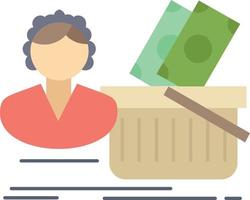 Salary Shopping basket shopping female Flat Color Icon Vector