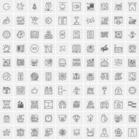 paquete de 100 iconos de líneas universales para móviles y web vector