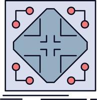 Data infrastructure network matrix grid Flat Color Icon Vector