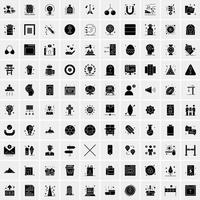 100 Business Icon Solid Glyph Vector Illustration
