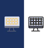 Computer Technology Hardware  Icons Flat and Line Filled Icon Set Vector Blue Background