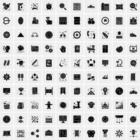 Set of 100 Universal Solid Icons vector