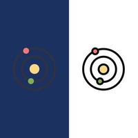 Solar System Universe  Icons Flat and Line Filled Icon Set Vector Blue Background