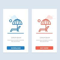 Beach Umbrella Bench Enjoy Summer  Blue and Red Download and Buy Now web Widget Card Template vector