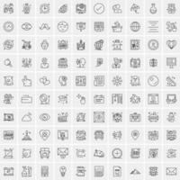 paquete de 100 iconos de líneas universales para móviles y web vector