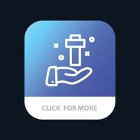 Hand Celebration Christian Cross Easter Mobile App Button Android and IOS Line Version vector