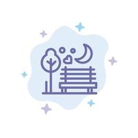Night Moon Romance Romantic Park Blue Icon on Abstract Cloud Background vector