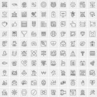 paquete de 100 iconos de líneas universales para móviles y web vector