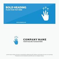 Gestures Hand Mobile Three Finger Touch SOlid Icon Website Banner and Business Logo Template vector