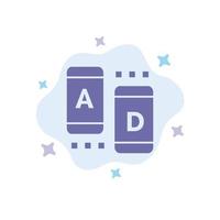 icono azul de la tableta en línea de marketing publicitario en el fondo abstracto de la nube vector