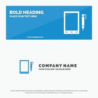 Mobile Cell Pencil Design SOlid Icon Website Banner and Business Logo Template vector