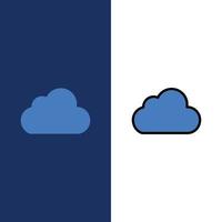 Cloud Data Storage Cloudy  Icons Flat and Line Filled Icon Set Vector Blue Background