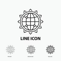 World. globe. SEO. business. optimization Icon in Thin. Regular and Bold Line Style. Vector illustration