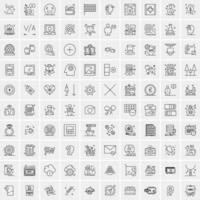 paquete de 100 iconos de líneas universales para móviles y web vector