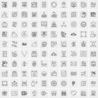 paquete de 100 iconos de líneas universales para móviles y web vector