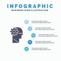 Brain Process Learning Mind Solid Icon Infographics 5 Steps Presentation Background vector