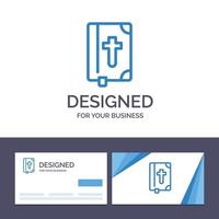 tarjeta de visita creativa y plantilla de logotipo libro biblia vacaciones de pascua ilustración vectorial vector