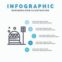 Base Colony Construction Dome Habitation Line icon with 5 steps presentation infographics Background vector