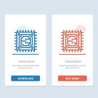 Cpu Microchip Processor  Blue and Red Download and Buy Now web Widget Card Template vector