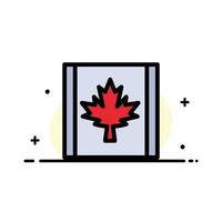 plantilla de banner de vector de icono lleno de línea plana de negocio de hoja de bandera de canadá