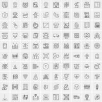 paquete de 100 iconos de líneas universales para móviles y web vector