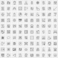 conjunto de 100 iconos de línea de negocios creativos vector