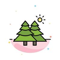 Fir Forest Nature Trees Abstract Flat Color Icon Template vector