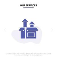 Our Services Management Method Performance Product Solid Glyph Icon Web card Template vector