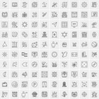 paquete de 100 iconos de líneas universales para móviles y web vector