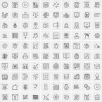 paquete de 100 iconos de líneas universales para móviles y web vector