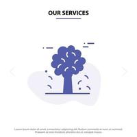 nuestros servicios ártico alpino canadá pinos escandinavia icono de glifo sólido plantilla de tarjeta web vector