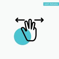 Gestures Hand Mobile Three Fingers turquoise highlight circle point Vector icon