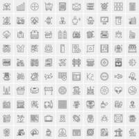 paquete de 100 iconos de líneas universales para móviles y web vector