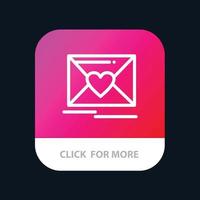 Mail Love Heart Wedding Mobile App Button Android and IOS Line Version vector