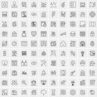 paquete de 100 iconos de líneas universales para móviles y web vector